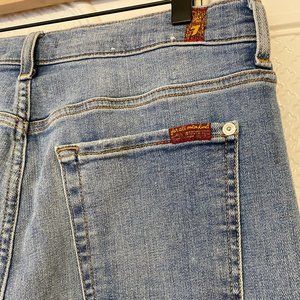7 For All Mankind High Waist Cropped Wide Leg Easy Jeans Raw Hem Size 31